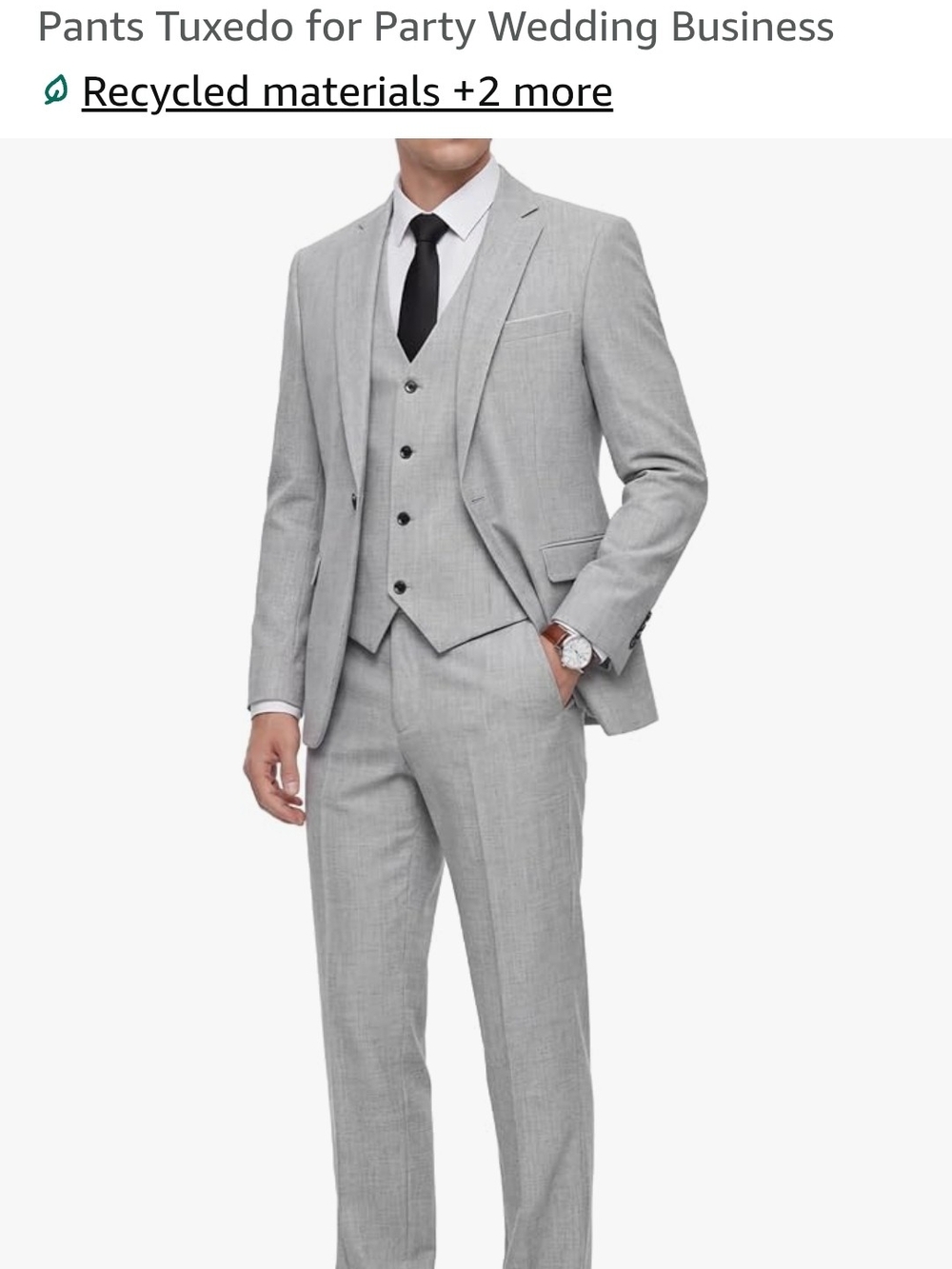 Light Gray Men's Three-Piece Suit XS